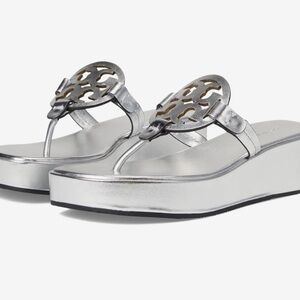 Tory Burch Platform Silver Sandals